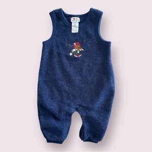 Vintage Carter's Navy Fleece Baby Jumpsuit with Bear Design
